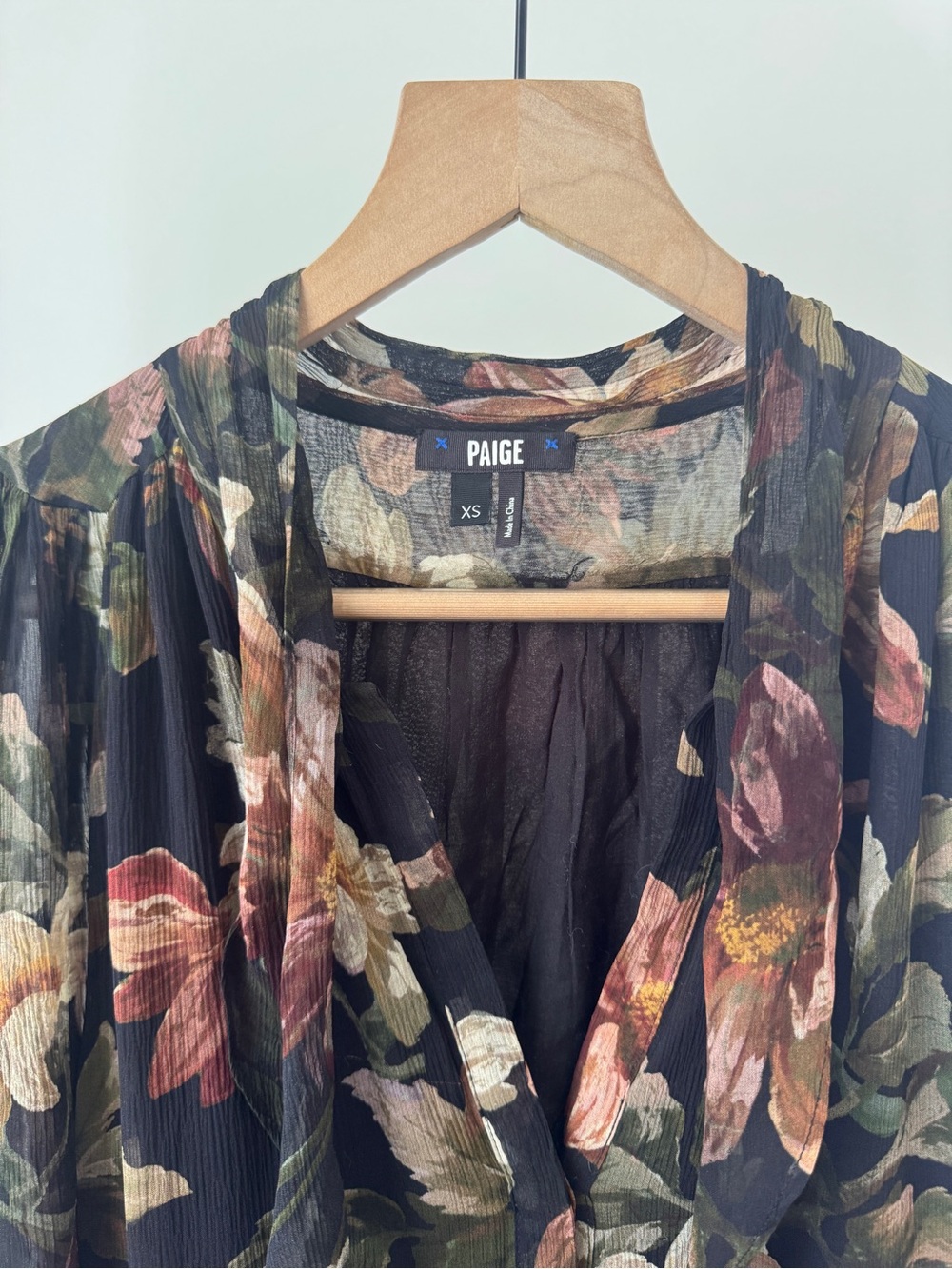 PAIGE Elynne Black/Antique Bisque Sheer Floral Ruffle Tunic - Picture 3 of 10